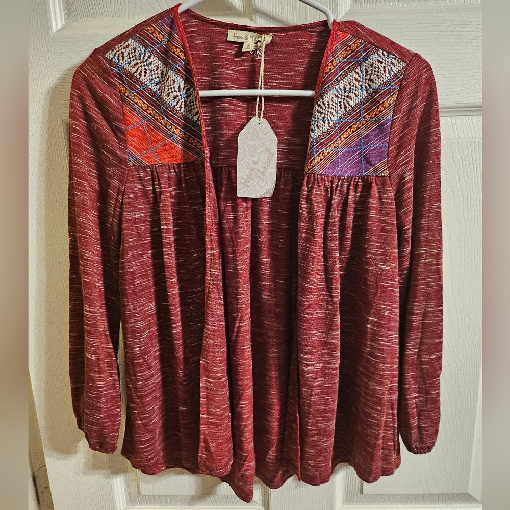 Hem & Thread Abstract Design Embroidered Cardigan/Jacket